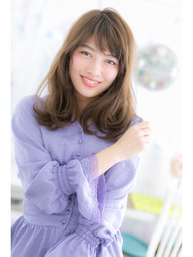 ミック 日暮里店(miq) 暗髪アースカラー斜めバングで重軽プリカールロングb1