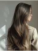 ワンカール小顔レイヤー/ハイライト/ネビージュ/30代/40代