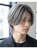 ハイライトバレイヤージュトリプルカラーシルバーカラー