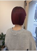 ボブ×レッドカラー