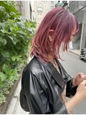 bibito ピンクグラデーション ミディアムウルフ
