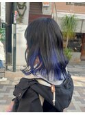 ダブルカラー/黒髪/ボブルフ/ネビージュ/原宿/インナーカラー