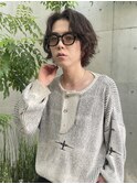 メンズヘアミディアムニュアンスパーマシャドウパーマナチュラル