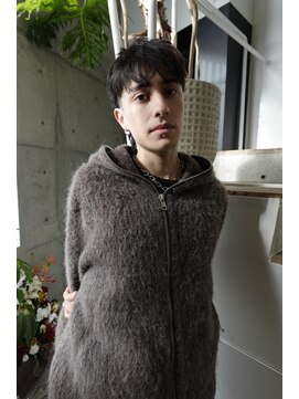 マレットヘアーテーパーフェードバーバーメンズウルフ