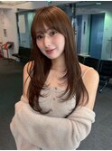 ロングレイヤー 韓国ヘア 透明感ブラウン