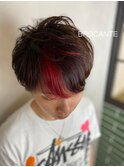 ポイントカラー 赤 ハイトーンカラー ショート