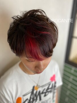 ラトリエ ブロカント 立川北口店(L'atelier BROCANTE) ポイントカラー 赤 ハイトーンカラー ショート