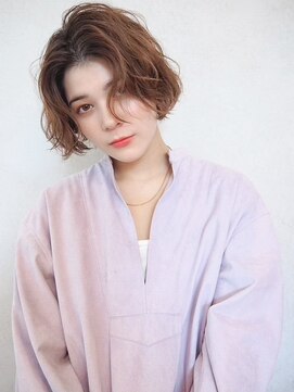 カナン 銀座(CANAAN) ニュアンスパーマ　ショートボブ　前髪なし　ルーズウェーブ