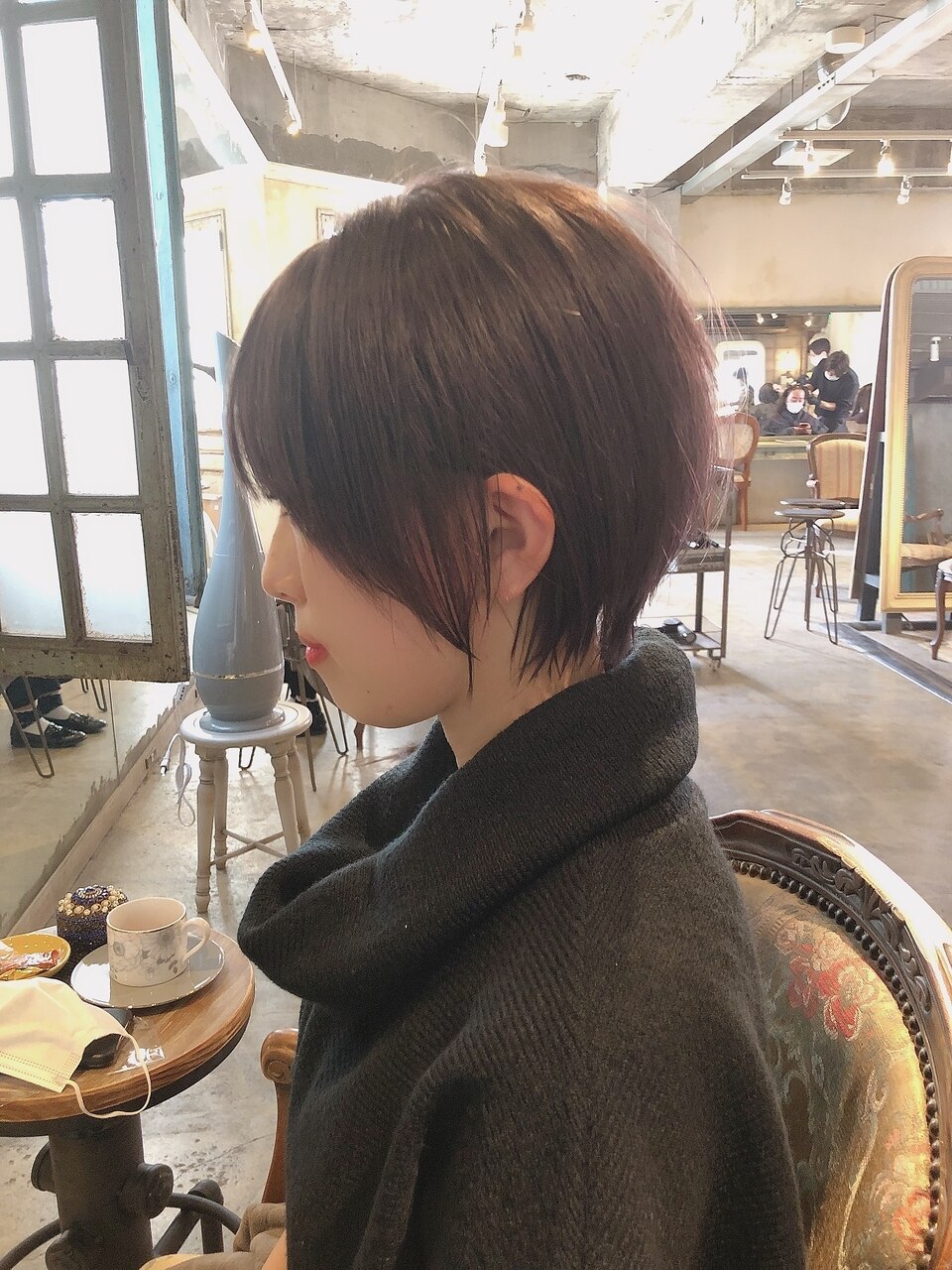 リピーター　　★サラサラ高級人毛100%★外ハネショート　ブラウン 大きいサイズ レディース 裏起毛ビッグフードドルマンZIP