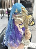 水色カラー×紫インナーカラー