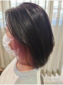30代40代ストレートインナーカラーピンク美肌