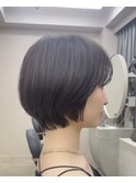 大人ショートボブ/前髪あり/ブルーベージュ/30代/40代/50代