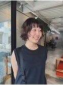ニュアンスパーマ/前髪/オン眉/顔まわりカット/くびれボブ/ボブ