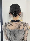 結婚式ヘア二次会ヘア編みおろしカチモリシニヨン岡山ヘアセット