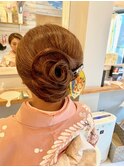 夜会巻きお花の春アレンジ☆