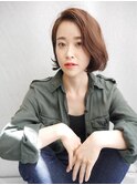 20代30代40代小顔ひし形デジタルパーマ前下がりショートボブ