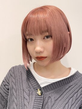 マイル 渋谷(mile) 前下がりボブ×コーラルピンク