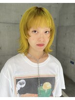 レコ 渋谷(LECO)&nbsp;レイヤーウルフカットハイトーンマスタードハニーイエローカラー