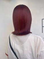 ヘアーメイクパウダー 天王寺寺田町店(Hair make powder)&nbsp;小顔外ハネミディアム20代30代40代切りっぱなしチェリーレッド