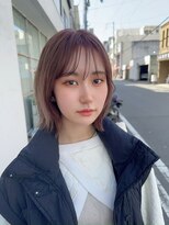 アンメリーアン(Ann merry ann)&nbsp;ダブルカラーケアブリーチベージュピンクボブミニウルフリタッチ