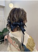 前からみてもかわいい♪リボンツイン団子