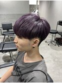 刈り上げツーブロックマッシュラベンダーピンクブリーチカラー