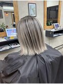 バレイヤージュ、ハイライト、レイヤーカット、ダブルカラー