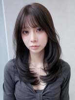 アルバム 銀座(ALBUM GINZA)&nbsp;韓国ヘアロング前髪カット顔周りレイヤー_F41316