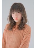 小顔カット厚めバングゆるふわフェミニン透け感ベージュ<横浜>