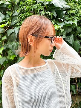 アンバー 池袋(amber) ぱつっとボブ/ハイトーン/ピンクオレンジ[池袋駅]