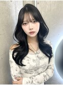地毛風ブラック/レイヤーカット