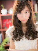 斜めバングが大人かわいい毛先パーマロングc4大宮20代30代40代!