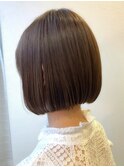 透け感ブラウン×切りっぱなしボブ[大人可愛い 20代 30代 40代]