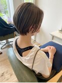 大人かわいい小顔前下がり丸みショートボブ