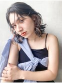 動きのあるスタイル_グレージュカラーボブウルフココア_9301