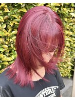 ヲタク(wotaku.)&nbsp;レッドカラー暖色カラーチェリーレッドボルドーレイヤーカット