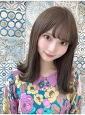 山村/ベージュカラー/前髪パーマ/小顔外ハネロブ/前髪カット銀座
