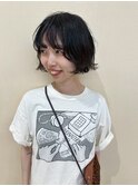 レイヤーボブクセ毛風パーマハニボブ黒髪暗髪＊20代30代