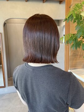 ロンド ボーイ 表参道(Lond BOY) 切りっぱなしボブ/タッセルボブ/ブリーチなし/チェリーレッド