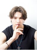 フェザーパーマ/ブルーブラック/刈り上げセンターパート[新宿]