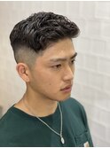 かき上げヘアショートレイアーくせ毛風パーマコンマヘア95