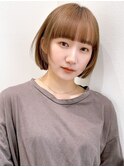 Say.ミニボブ前髪ありボブルフミルクティーベージュレイヤーボブ