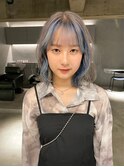 デザインカラーレイヤーカットウェットヘア夏オリーブベージュ