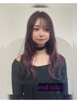 プリムワークス hair&nail Prime works パープル×エンドカラー