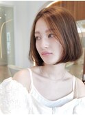 大人かわいい前髪セシルカットココアブラウンフリンジウェーブ