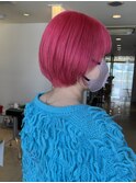 大人丸みショート/ビビッドピンクカラー