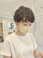 シュガー 仙台宮城野区(&Sugar)&nbsp;大人可愛いショートパーマヘアマロンベージュ前髪パーマ