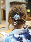 Noele×浴衣×ルーズなシニヨンアレンジ