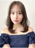 デザインカラー レイヤーカット ウェットヘア オリーブベージュ