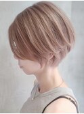 大人ショート/イルミナカラー/ミルクティー/ベージュ/調布